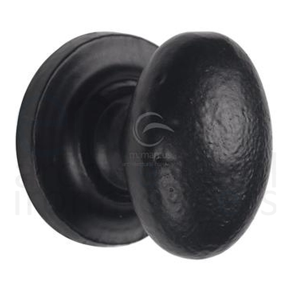 FB179 38 • 38 x 35mm • Smooth Black Iron • Heritage Brass Oval Cabinet Knob